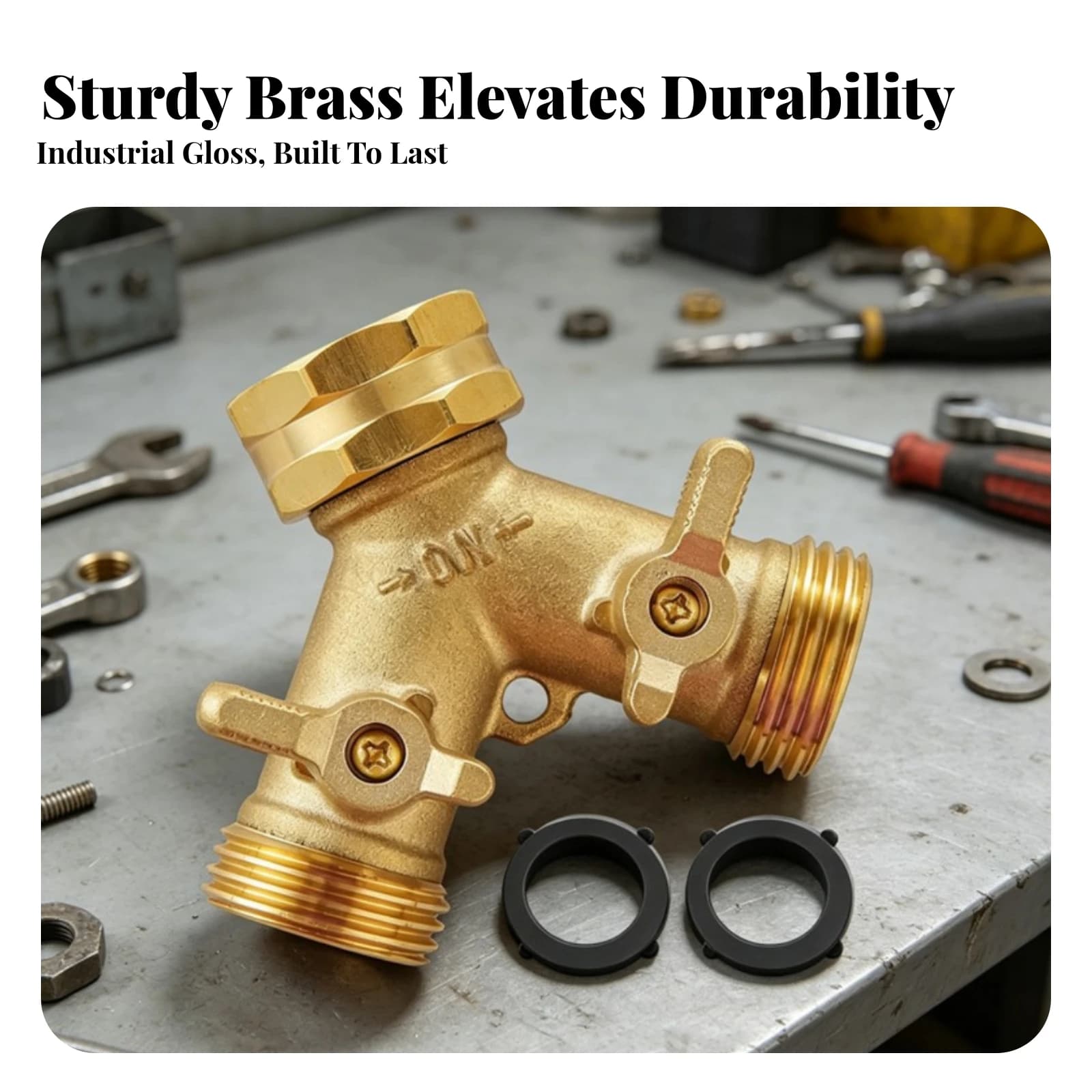 2 Pieces Dual Shut-off Valve Splitter Lever Shutoff Valves 2-Way Brass Hose Splitter Water Divider Simple Stream Regulation