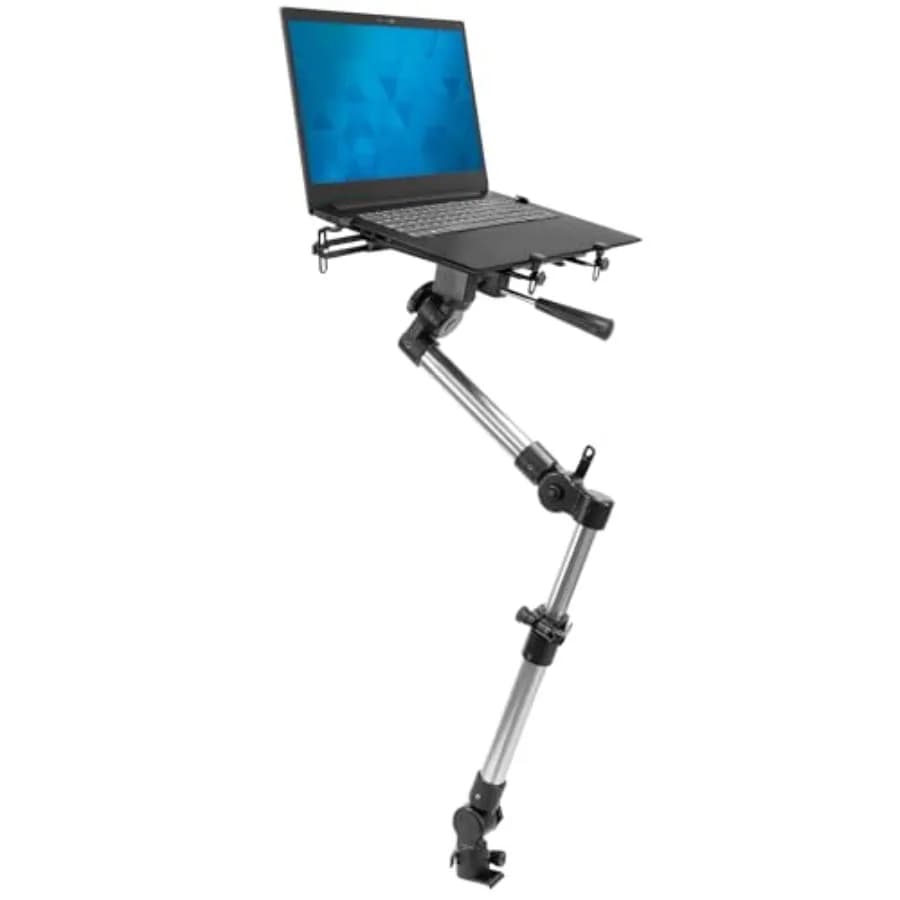 Supporto per Laptop da Auto per Veicoli e Camion: Supporto in Alluminio Nero Senza Foratura Completamente Orientabile con Altezza Regolabile 1422.25 Adatto per Notebook fino a 17 Pollici