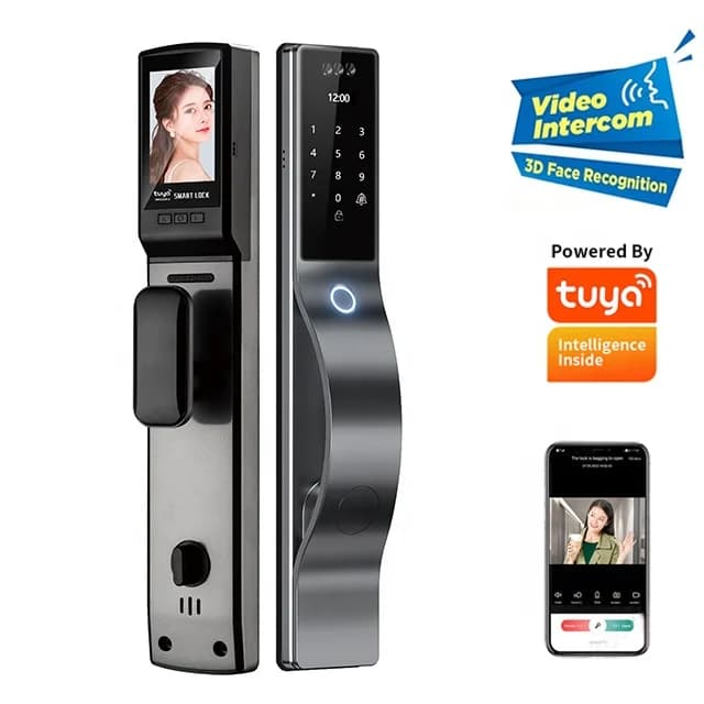 Telecamere di sicurezza Riconoscimento facciale 3D Impronta digitale Scheda biometrica Serratura digitale Cerradura Inteligente Tuya WiFi Smart Door Lock