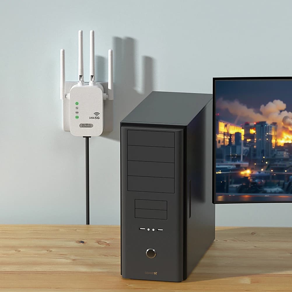 Ripetitore WiFi wireless ripetitore segnale WiFi 1200Mbps con porta WAN/LAN Amplificatore di segnale WiFi dual-band 2.4/5G Estensore di portata WIFI
