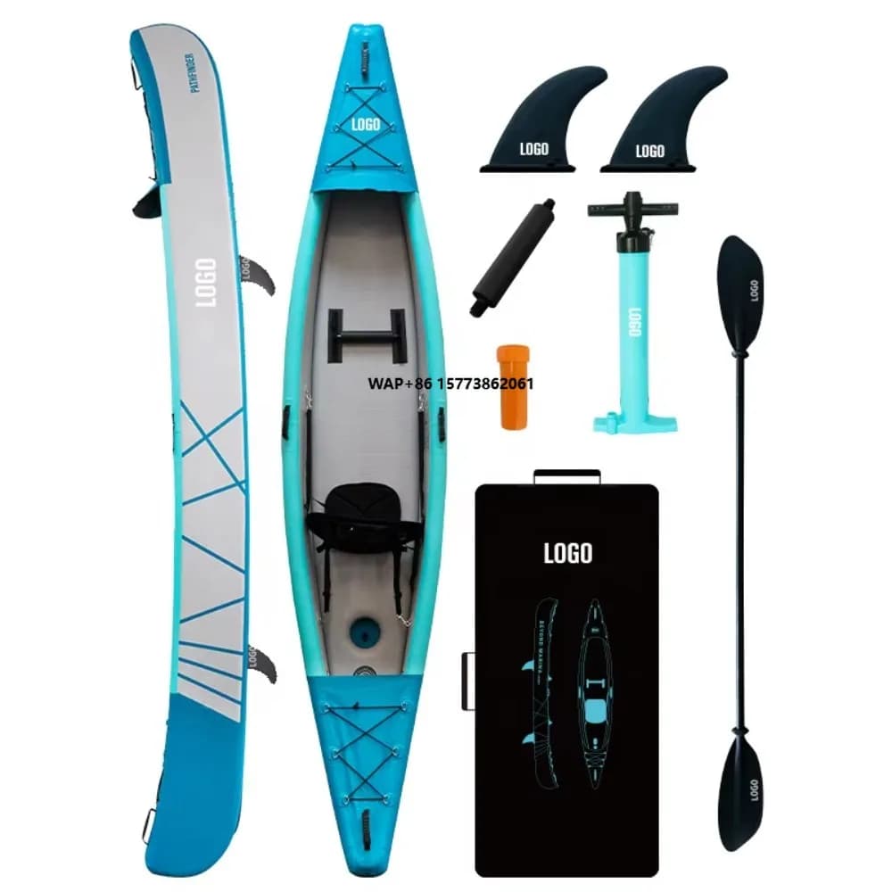Kayak Gonfiabile Singolo Drop Stitch per Adulti con Sedili Regolabili, Pagaia e Pompa