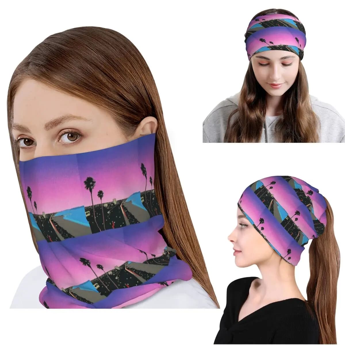Hiroshi Nagai Vaporwave Bendro Bandana Scaldacollo Sciarpa magica Maschera calda per il viso Cappello unisex per adulti Lavabile