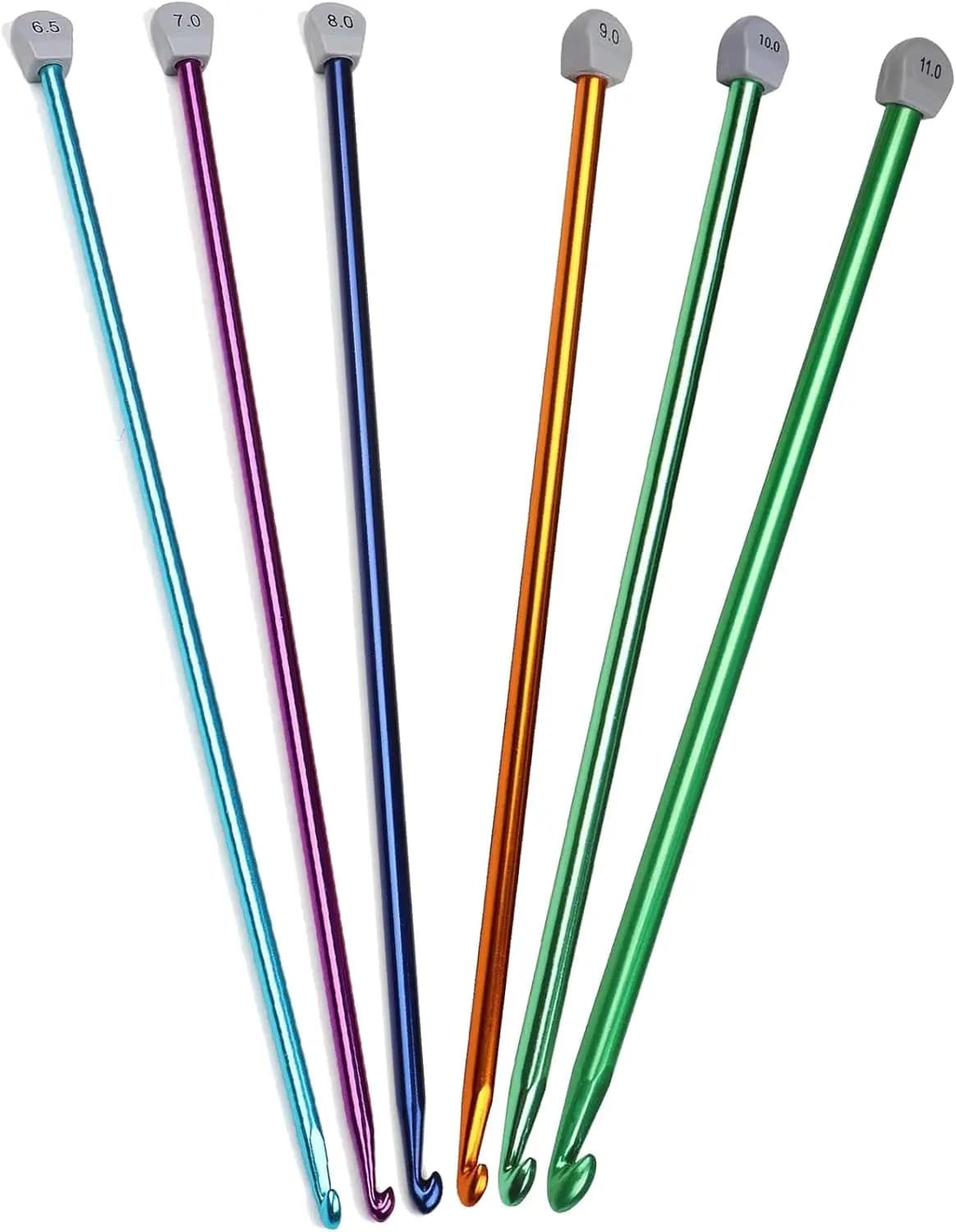 Set di uncinetti tunisini extra lunghi 6.5-11mm, aghi afgani in alluminio leggero da 35cm per coperte, sciarpe e maglioni