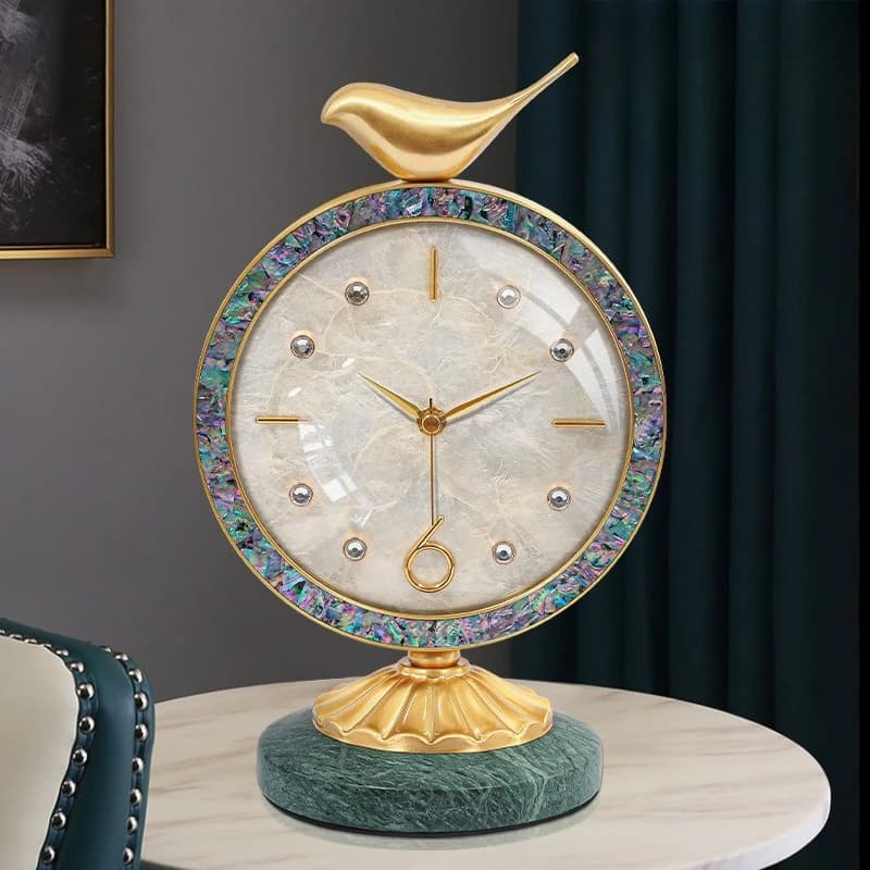 Orologi da tavolo creativi conchiglia Orologio da scrivania moderno di lusso Orologio da tavolo da soggiorno Meccanismo silenzioso Orologi a pendolo Decorazione della casa