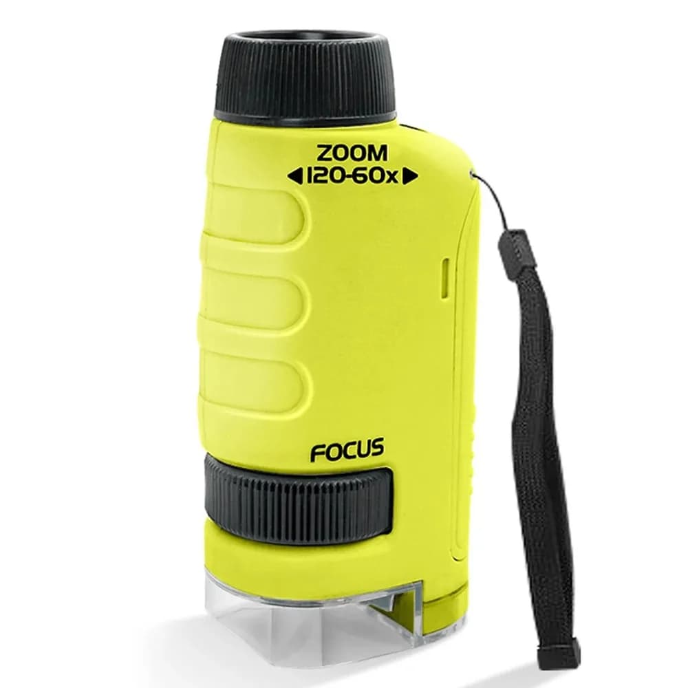 Microscopio Tascabile 60-120X con Luce LED, Kit Educativo Scientifico per Esterni