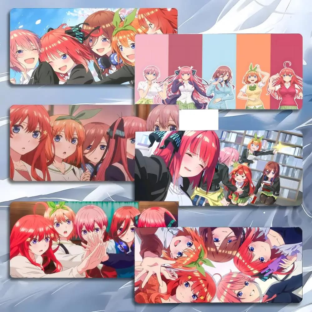 Tappetino per mouse anime sweet T-The Quintessential Quintuplets, tappetino per mouse grande da gioco con bordi rinforzati, tappetino da scrivania per PC