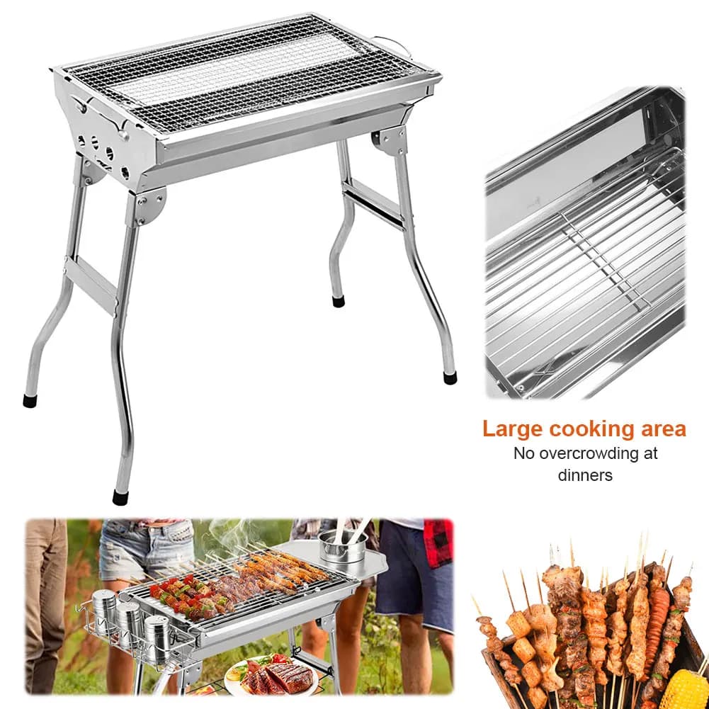 Grill for Barbecue Portable Multifunction Foldable with Basket Holders, Carbon Grill for Camping and Picnic for Open