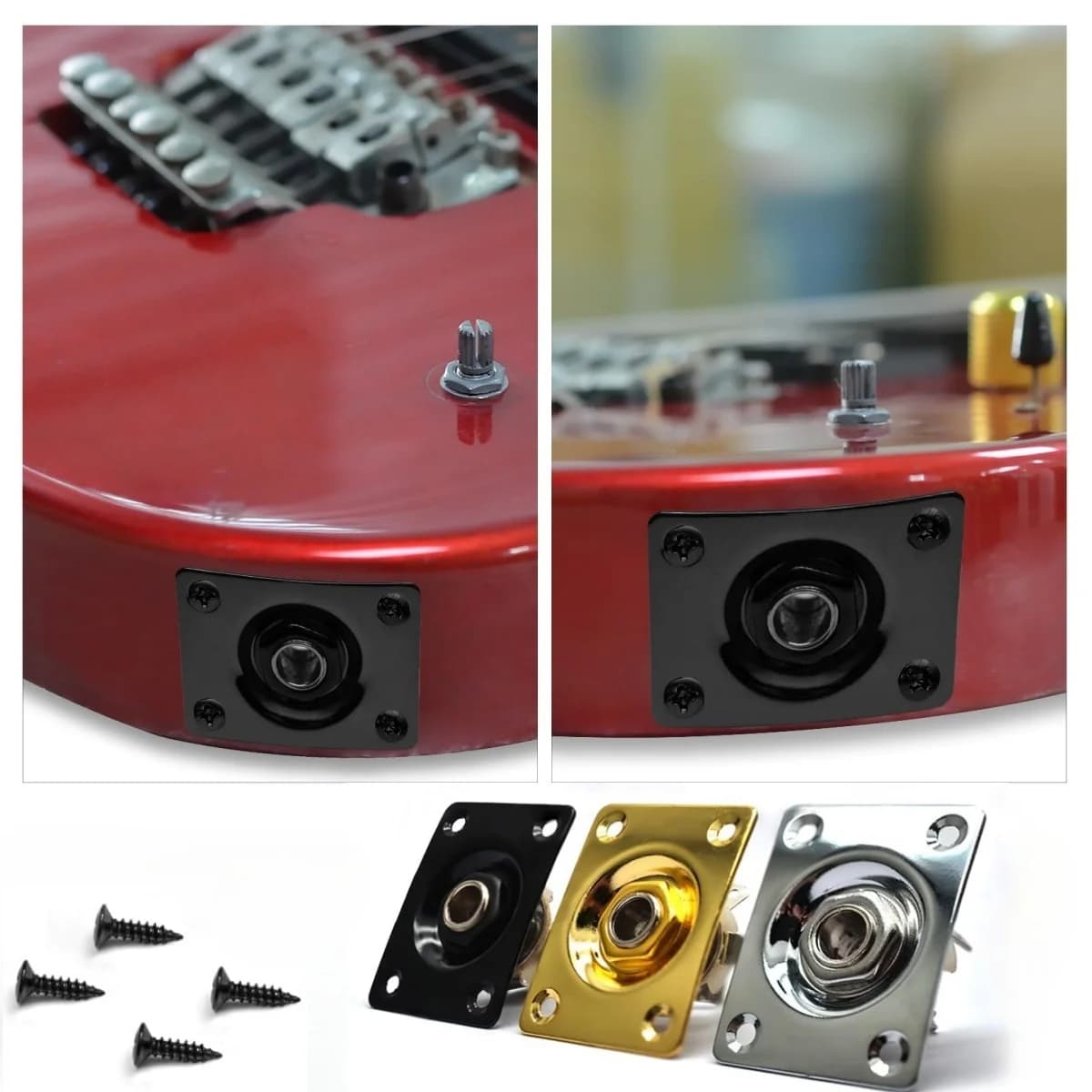 Miwayer Piastra stile rettangolare per chitarra elettrica Bass Jack di ingresso uscita da 1/4 pollici per sostituzione parti di basso per chitarra elettrica