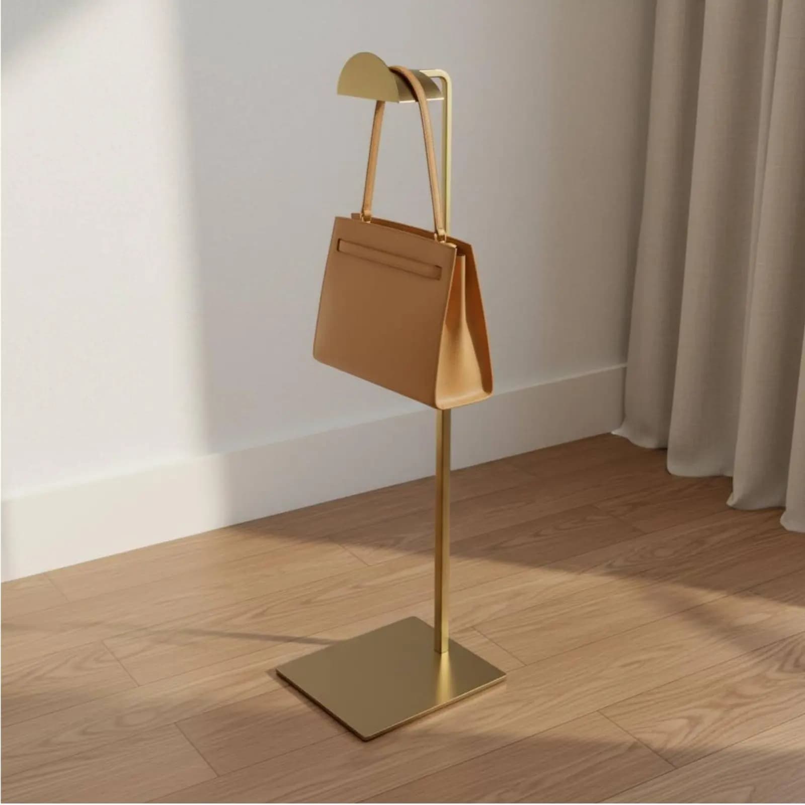 Stainless Steel Bags Door, Modern Design, Metal Holder for Bags, Robusto Bench Display with Stable Base