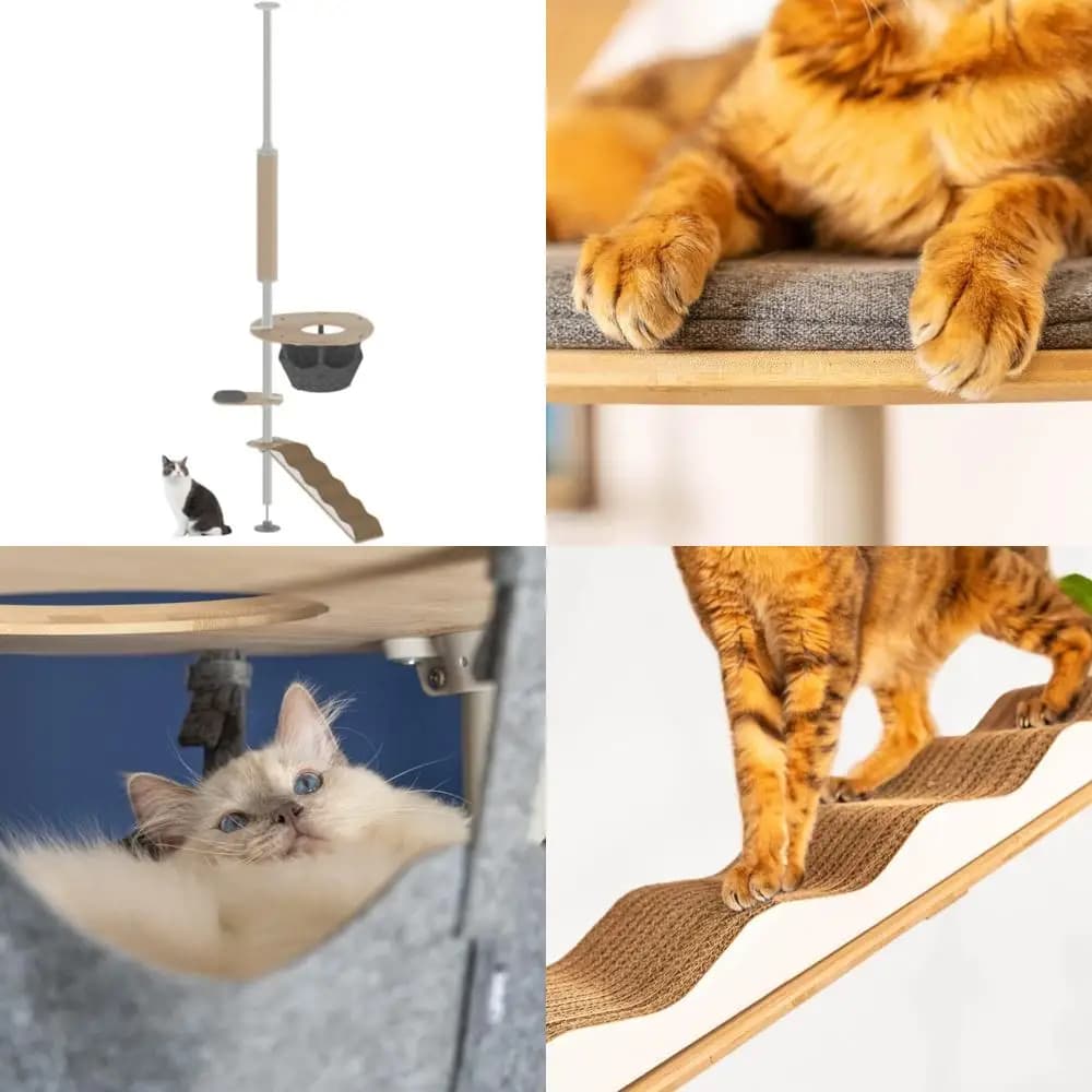 albero per gatti da interni per arrampicata freestyle: torre alta che fissa dal pavimento al soffitto, design salvaspazio per qualsiasi altezza del soffitto