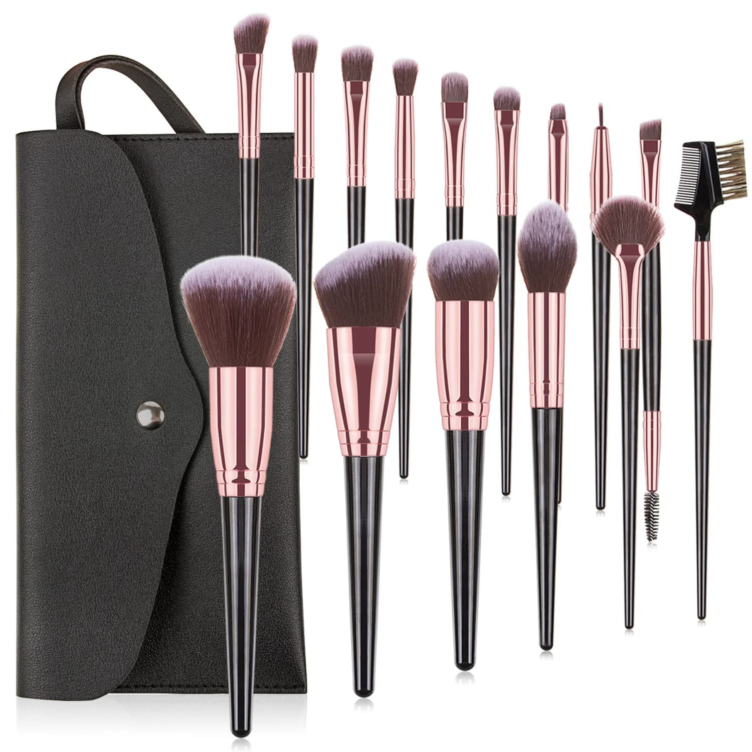 Set di 15 pennelli per trucco con borsa, per ombretto, fondotinta, rossetto, strumenti di bellezza professionali, pennelli per il trucco