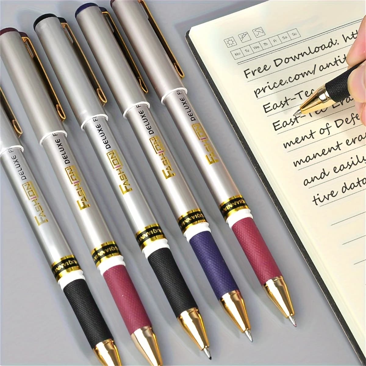 Set di 4 Penne a Sfera di Lusso in Metallo, 0.5mm, Scrittura Fluida, per Ufficio e Firma, Regalo Aziendale