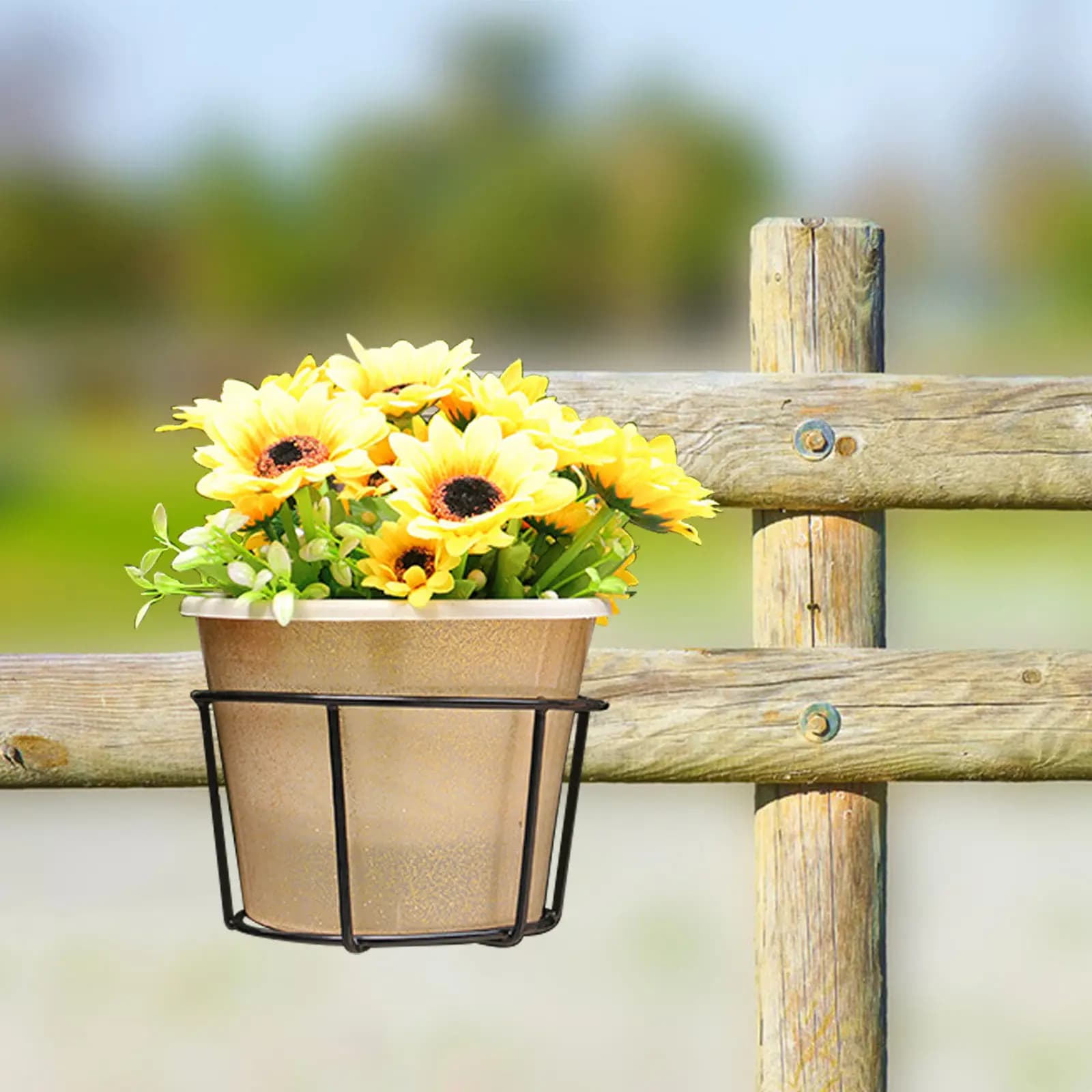 Set di 3 Portavasi Rotondi da Appendere, Robusti Cesti per Piante da Balcone, Vasi per Ringhiere, Decorazione per Casa, Ufficio e Giardino