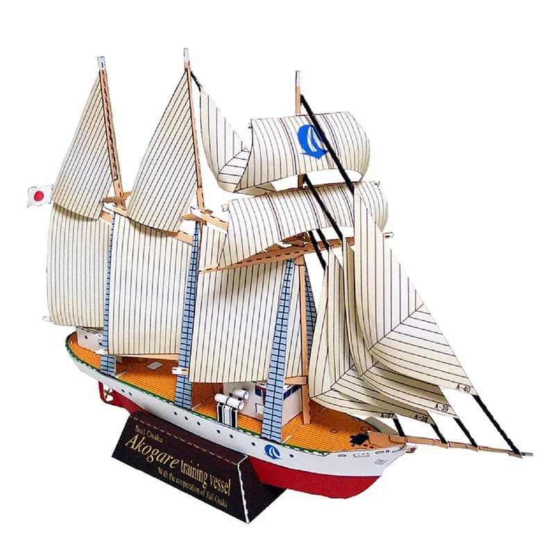Sailship Akogare Sailboat Sail Ship Folding Handmade 3D Paper Model Papercraft DIY Teens Adult Origami Art Craft Toys ZX-112