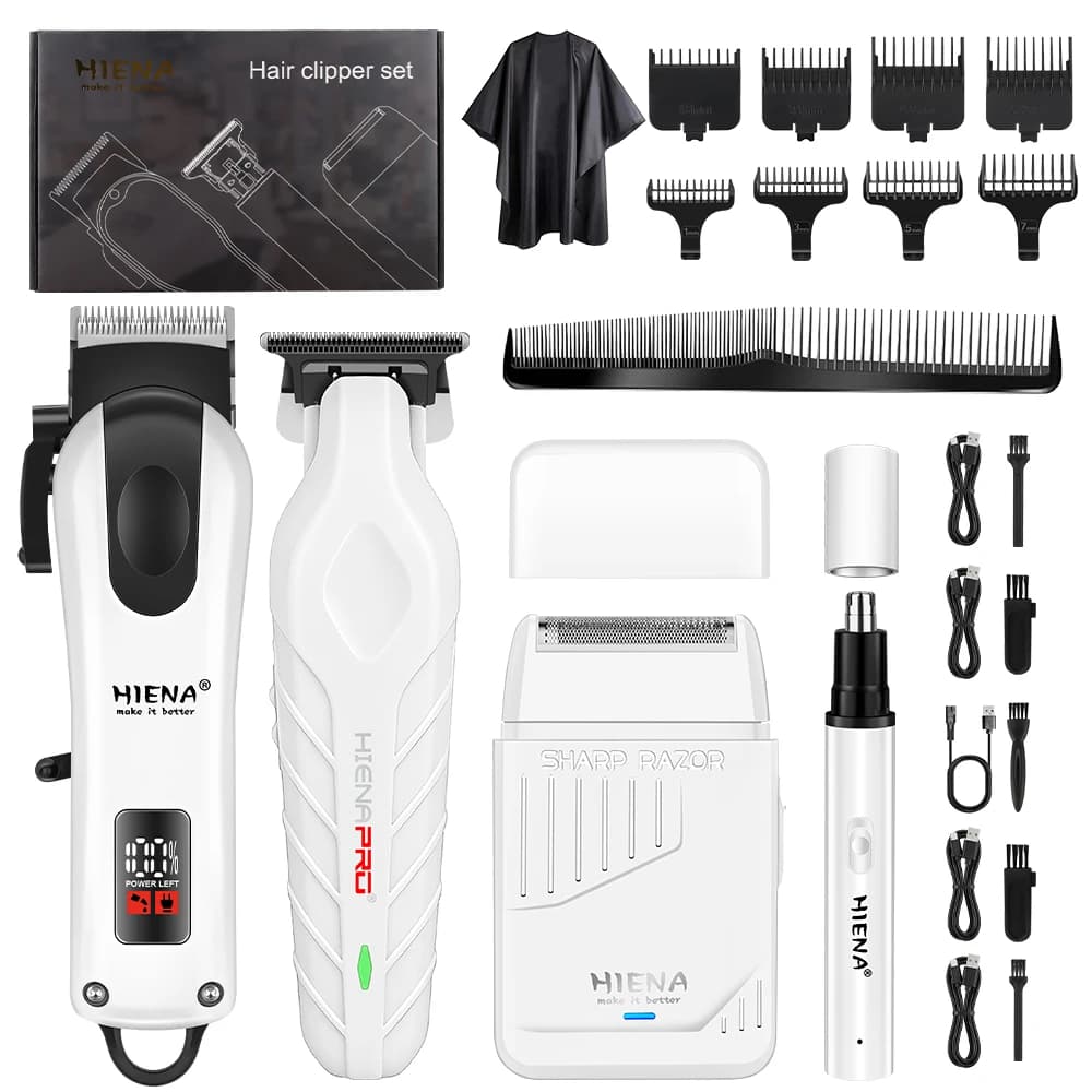 HIENA 4 IN 1 Barber Kit Hair Clipper Trimmer Shaver Nose Trimmer USB Rechargeable