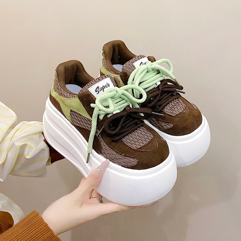 2025 Designer Donna Piattaforma Casual Buffalo Sneakers Low-top Leggero Suola da 6 cm Scarpe traspiranti Outdoor Bianco Tennis Stringate
