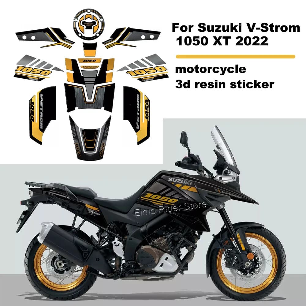 Per Suzuki V-Strom 1050 XT 2022 Moto 3D Gel Resina Epossidica Adesivo Protettivo Rilievo del Carro Armato Adesivi Decalcomanie Kit