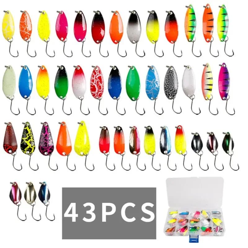 12 pz/45 pz Paillettes Fishing Sponge Set Metal Fishing baits Trout Fishing baits For Trout Char And Persian With Equipment Box