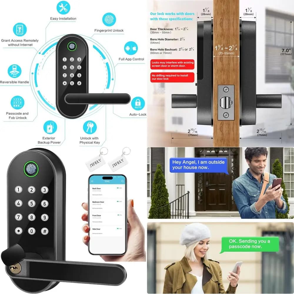 Serratura Intelligente con Maniglia e Tastierino - Accesso Bluetooth per Casa, Bambini, Ospiti e Affitti, Accesso tramite App e Codice, Compatibile con A