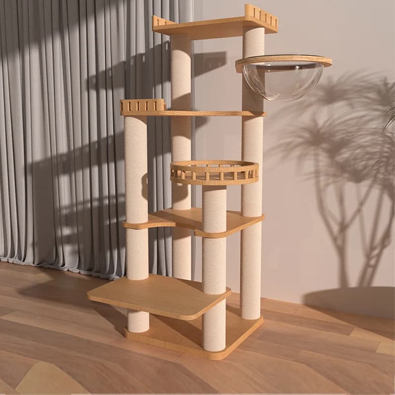 Accessori per Gatti: Torre per Gatti Moderna con Scaffali, Tiragraffi di Lusso per Interni, Tappetino e Palo, Castello per Gatti, Decorazioni per la Casa