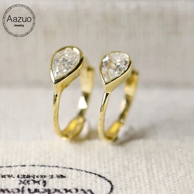 Aazuo 18K Oro Gioielleria Raffinata Diamanti Natrual 0.35ct Classico Bello Waterdrop Gancio Orecchini Regalo Per Le Donne Festa di Nozze Au750