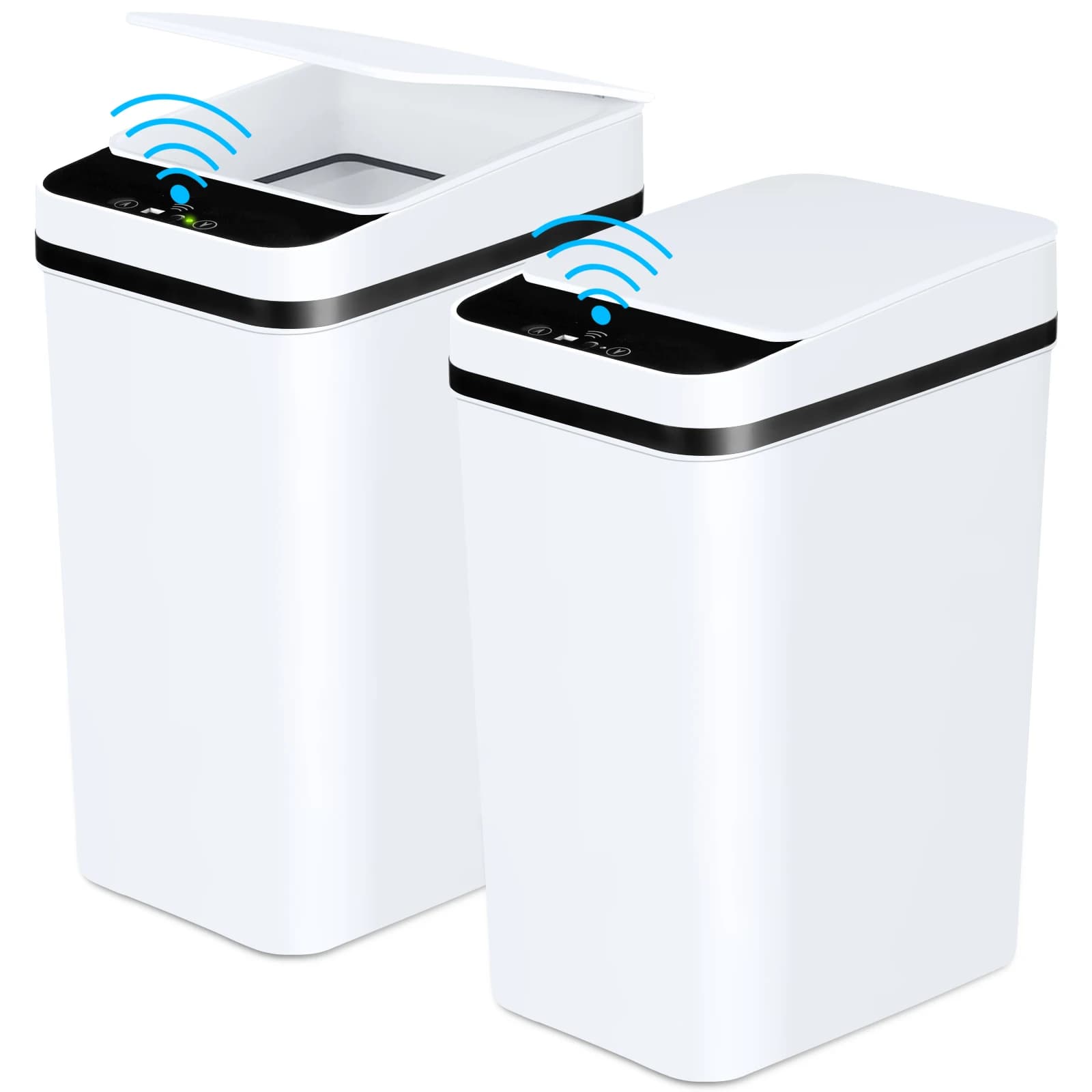 2 Pack 12L bagno automatico bidoni della spazzatura sensore di movimento Touchless sottile con coperchio per bagno camera da letto soggiorno ufficio bianco