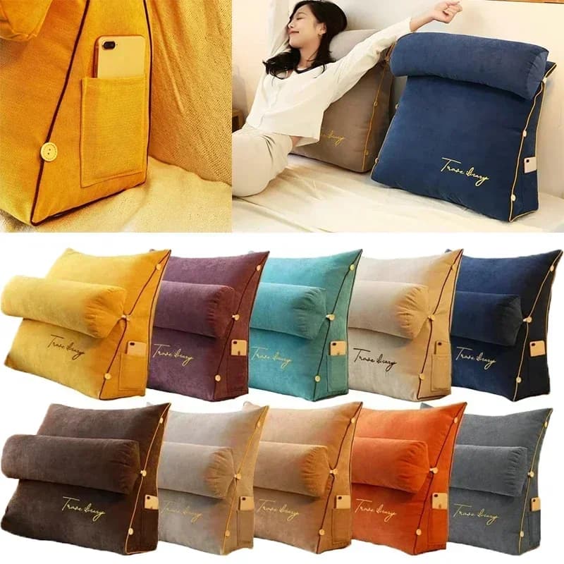 Cuscino di supporto lombare triangolare per schienale da lettura con poggiatesta Cuscino per schienale in peluche per alleviare il dolore Cuscino per divano letto sedia in vita