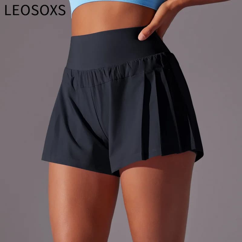 LEOSOXS Yoga Solid colorShort breathable women yoga shorts Summer sports pockets Racing Cycling gym shorts for outdoor sports