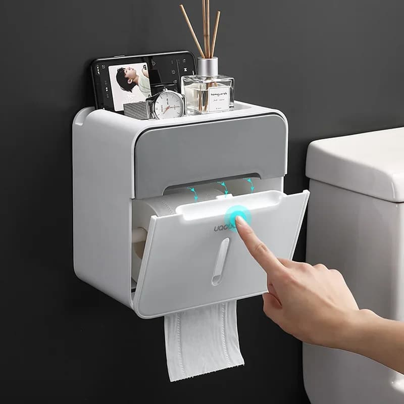 Porta fazzoletti da bagno portaoggetti per scatola di fazzoletti a doppio strato da bagno portaoggetti da parete impermeabile accessori per il bagno