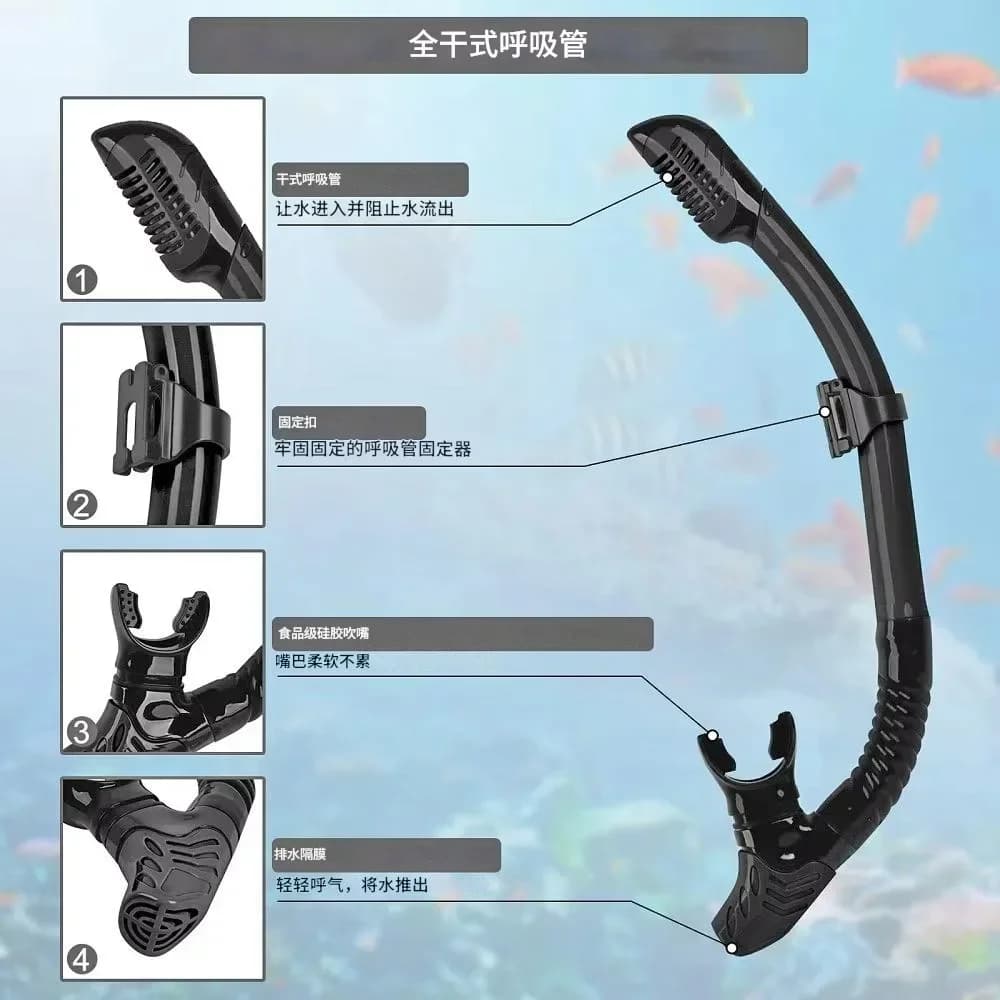 Nuovo Set Completo per Immersioni: Maschera Subacquea e Boccaglio, Occhialini da Nuoto per Adulti in Silicone con Lenti Colorate Rivestite