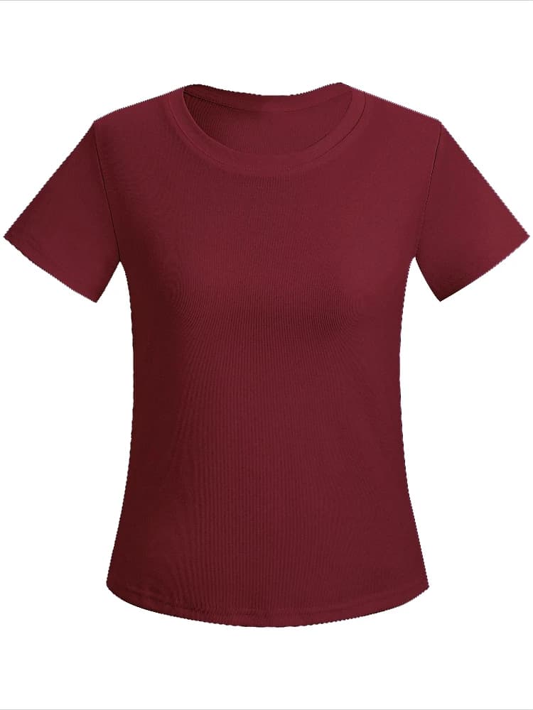 Women T-Shirts 2026 Summer Basic Cotton Short Sleeve Casual Solid Color O-Neck Soft Daily Versatile Casual Top Trendy Ribbed Tee