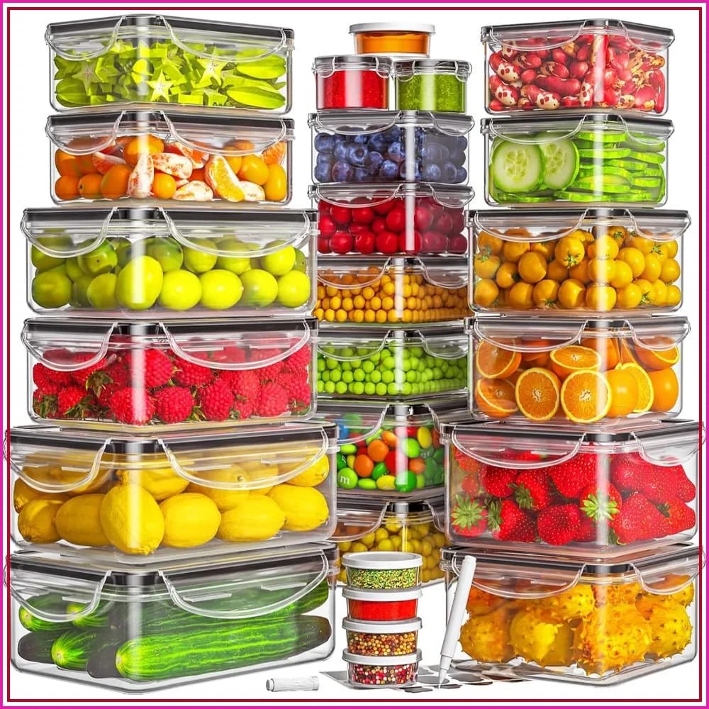 50 Pcs Airtight Food Storage Containers with Lids - Leakproof, Reusable Meal Prep Set, Microwave & Dishwasher Safe, BPA-Free Plastic, Stackable, Multiple Sizes for Kitchen Organization