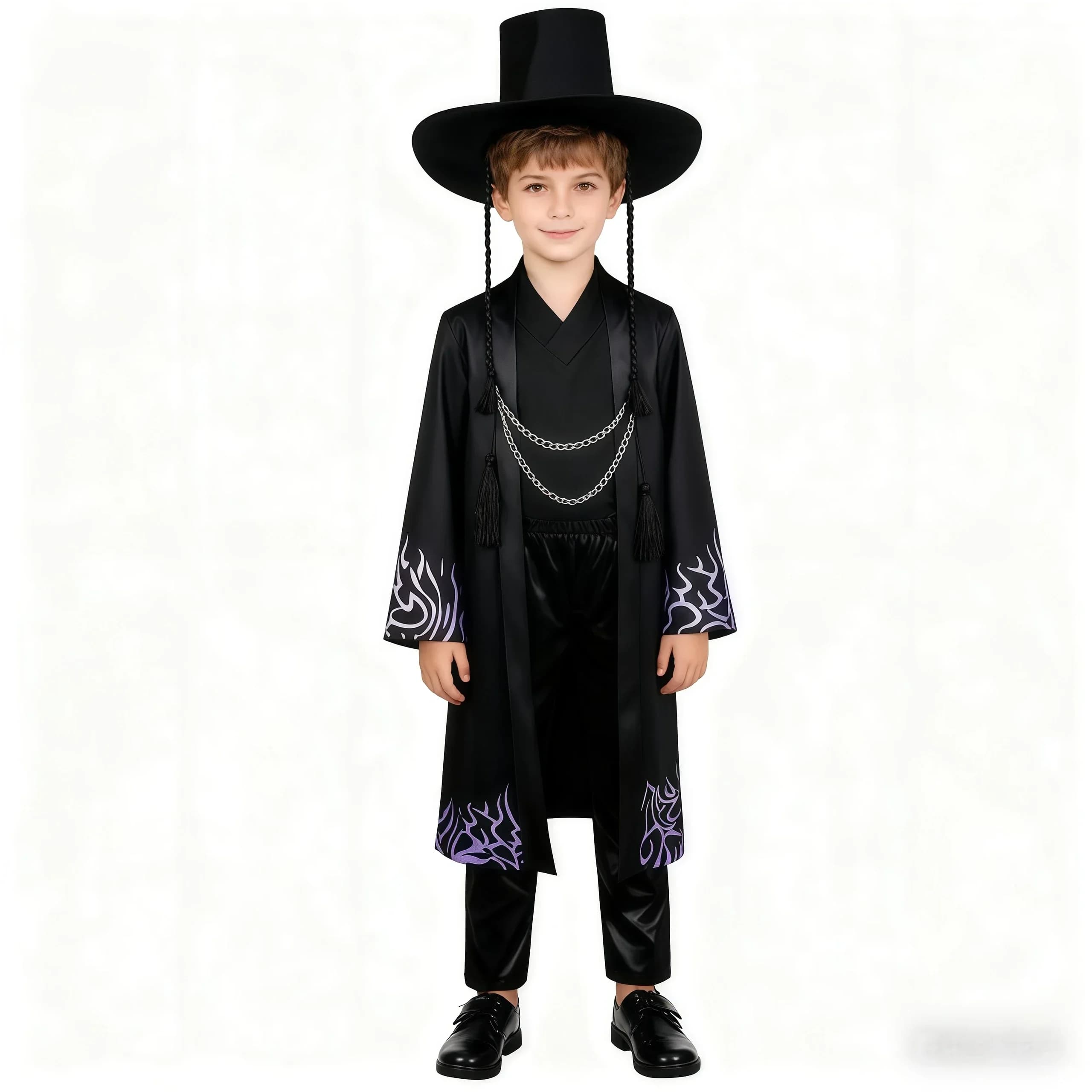Costume Jinu della serie Korean Wave per bambini, completo da ragazzo, giacca nera da demone con pantaloni, travestimento da cacciatore per feste di Halloween e carnevale