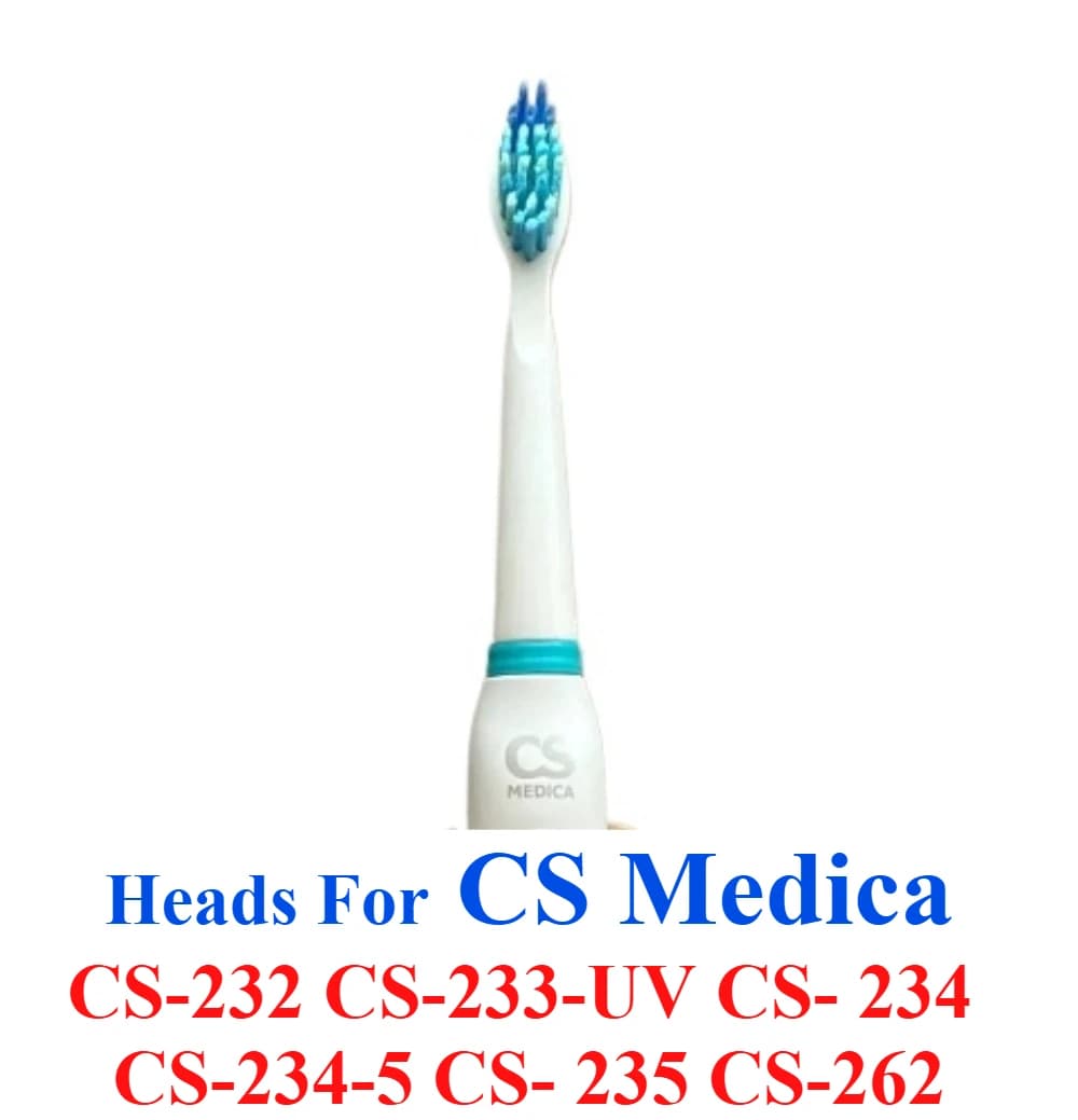 10 pezzi di testine di ricambio per spazzolino elettrico CS Medica CS-232 CS-233-UV CS-234 CS-234-5 CS-235 CS-262 con asta in plastica