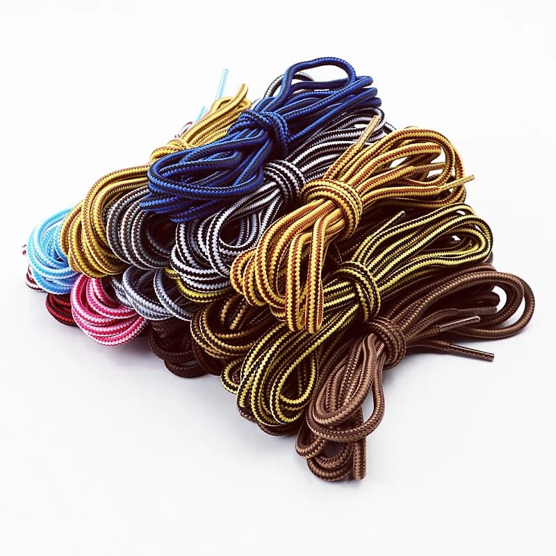1 pair of bicolor striped round laces for outdoor excursions, leisure boots, sneakers, casual shoes accessories