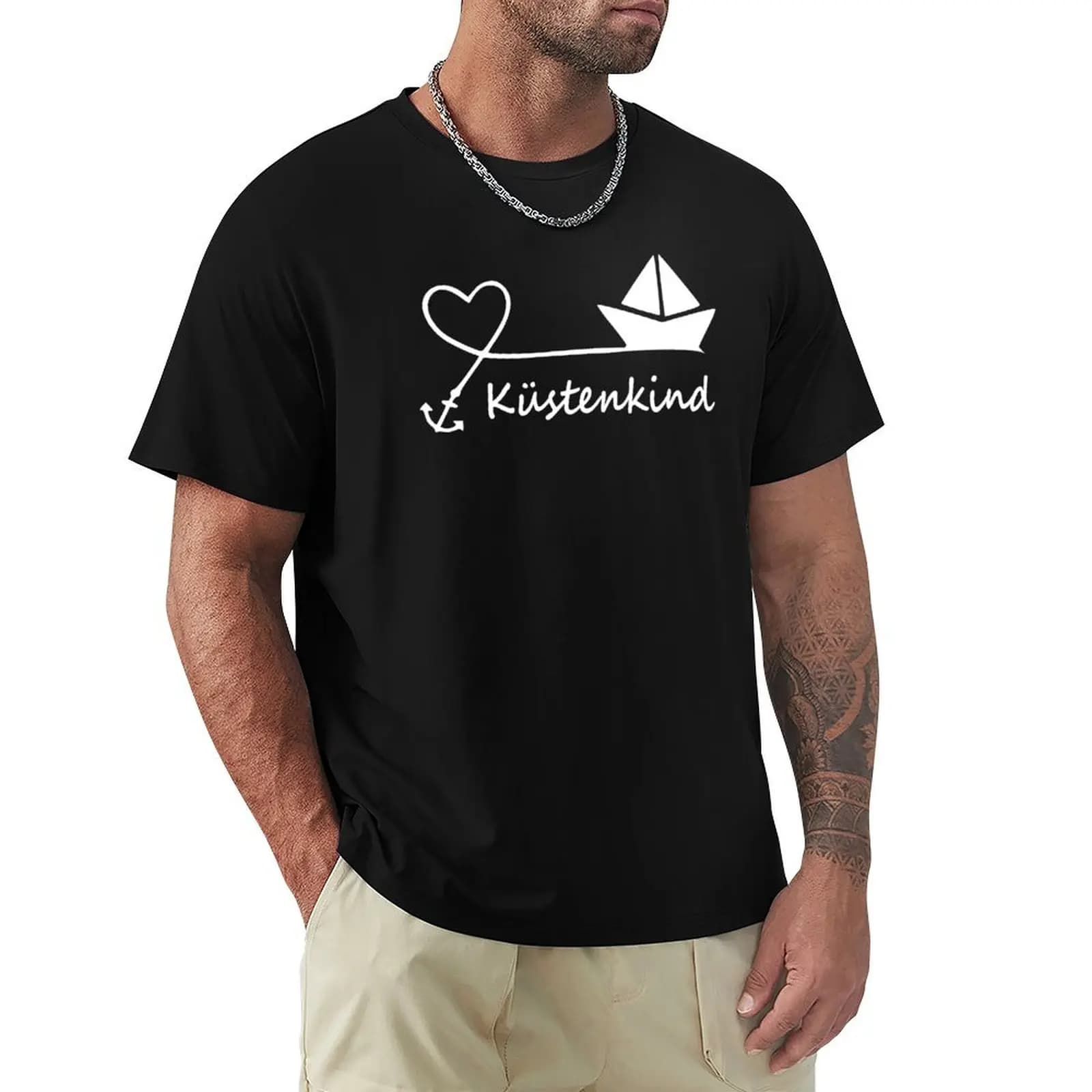 T-shirt Coastal Child Heart Anchor Boat, maglietta estiva dal tocco fresco