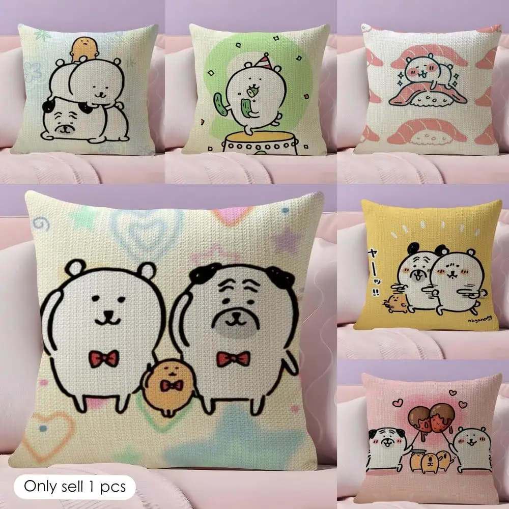 Fodera per cuscino con orsetto J-Jokes, in lino, stampa fronte-retro, fresca per l'estate, decorazione per divano e casa, idea regalo