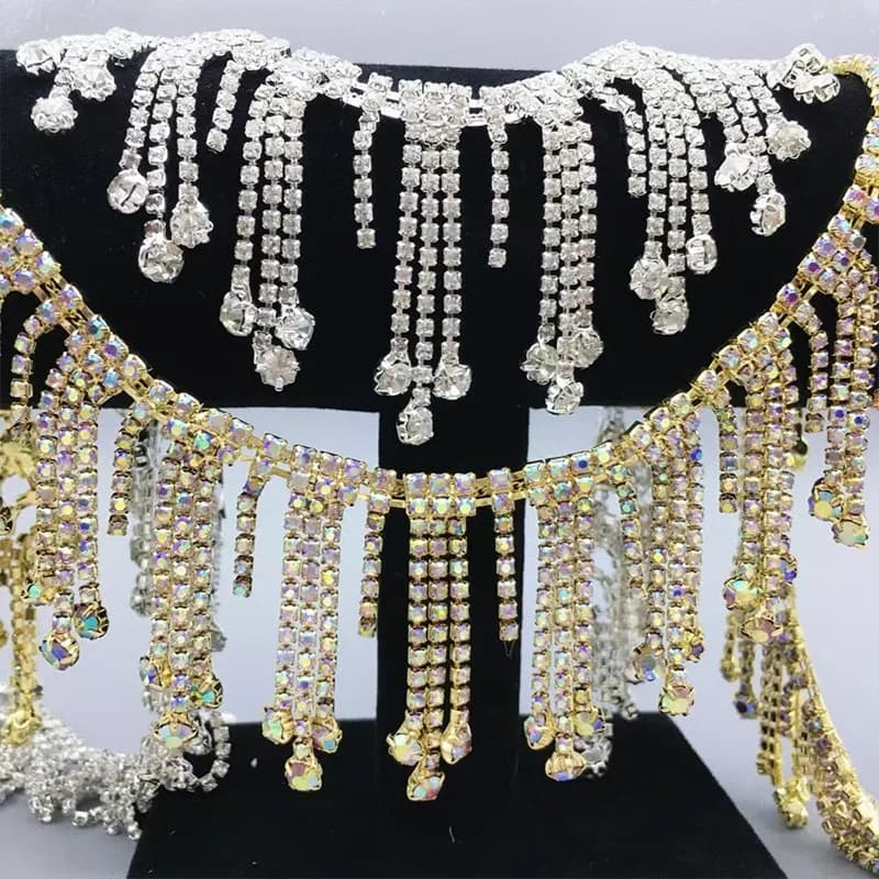 90cm Rhinestone Fringe Trim Crystal Tassel Chain Diamond Accessories DIY Craft Gift Decor Wedding Dress Costume DIY Applique