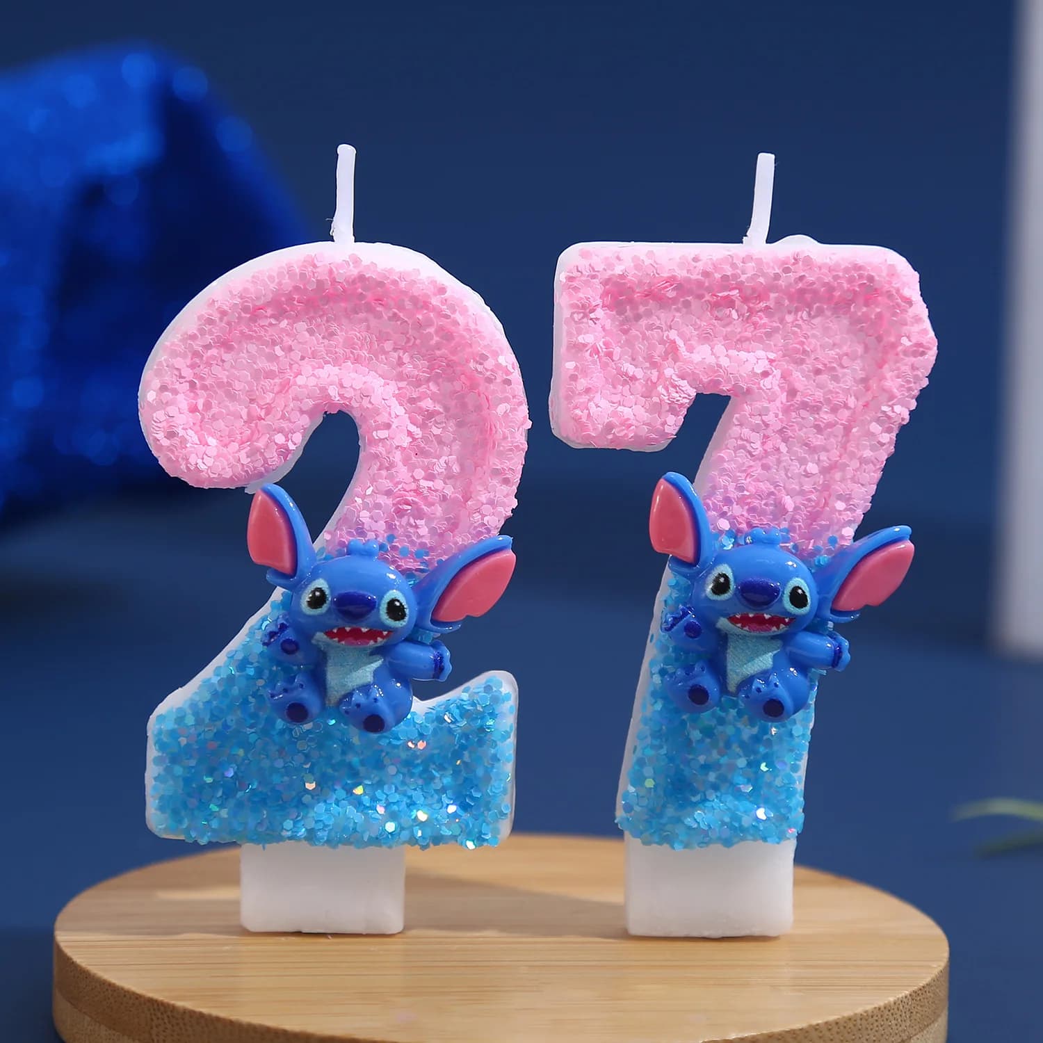 Creative Digital Birthday Candle One Year Old Blue Cute Stitch Birthday Cake Candle