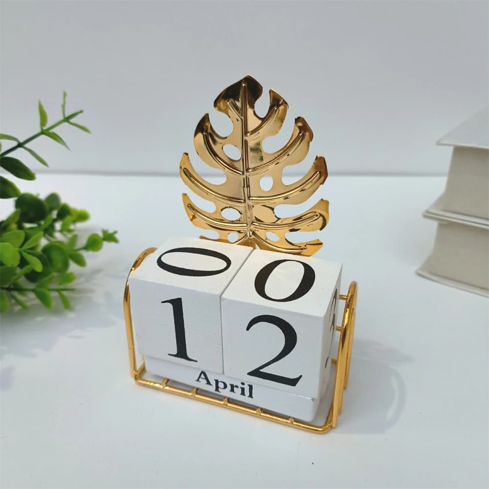 Calendario a blocchi di legno per scrivania Calendario perpetuo desktop giornaliero Mese in legno Visualizzazione della data Blocchi Accessori da scrivania per fattoria