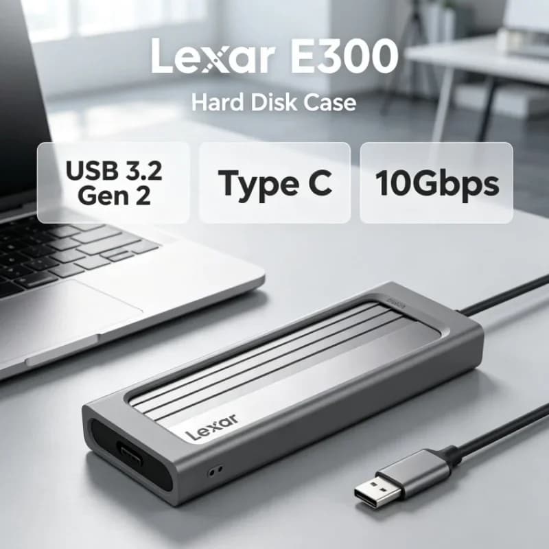 Lexar E300 Mobile External Hard Disk Case USB 3.2 Gen 2 Type C M.2 NVMe SSD Enclosure for 2230/2242/2260/2280