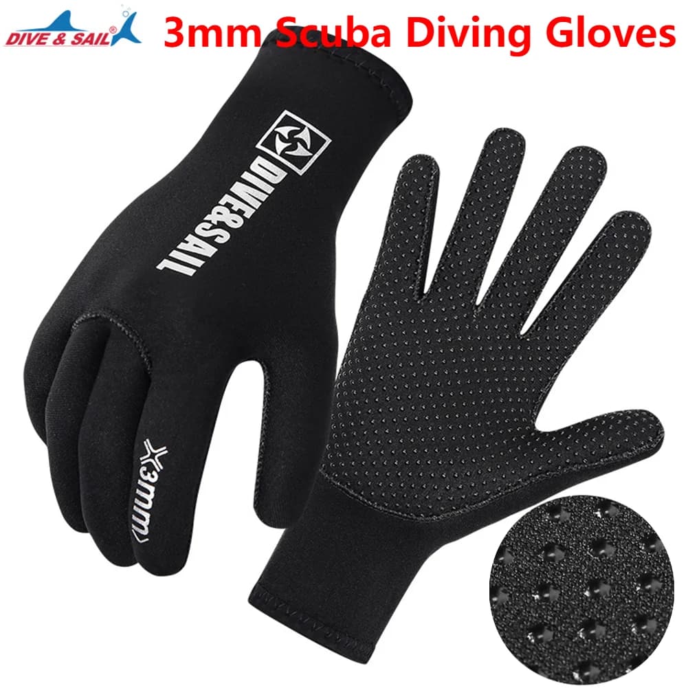 Guanti Caldi Antiscivolo in Neoprene da 3mm a Cinque Dita per Immersioni, Snorkeling, Pagaia, Surf, Kayak, Canoa, Pesca Subacquea, Sci