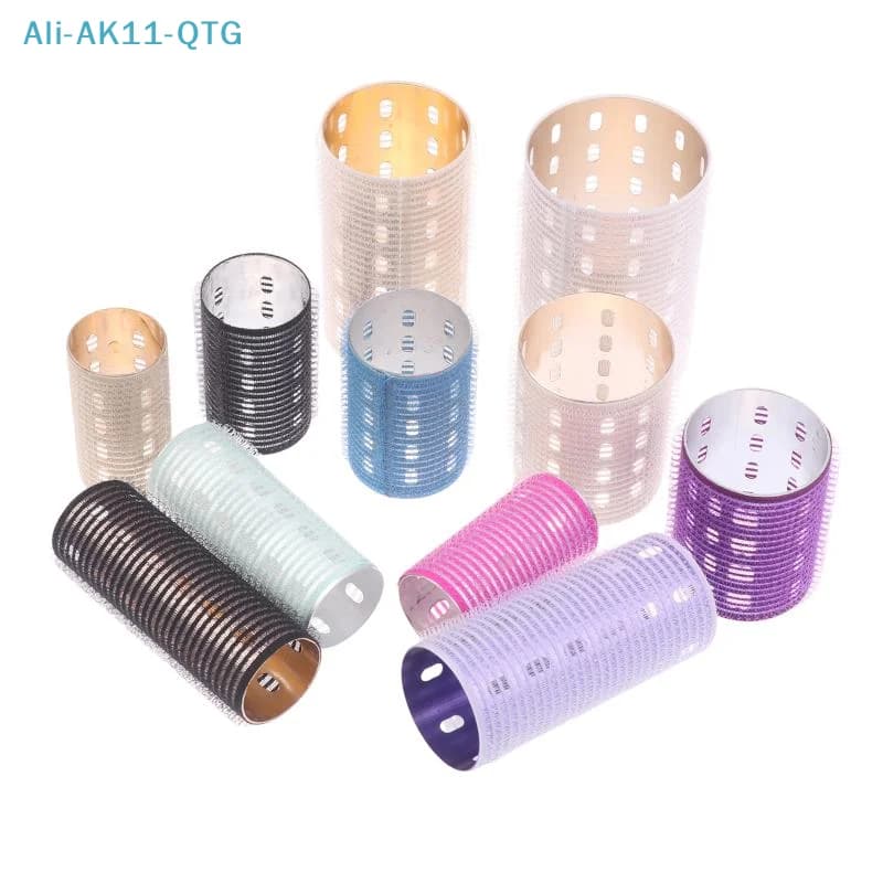 NUOVO Rullo per Capelli Autoadesivo con Anima in Alluminio Colorato, in Puro Nylon con Chiusura a Strappo, Termico per Styling e Volume