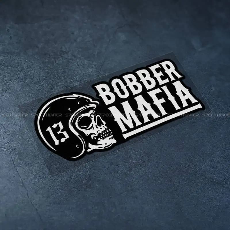 Adesivo per moto Retro Bobber Mafia Skull, decalcomania in vinile resistente e impermeabile per casco da corsa, facile installazione