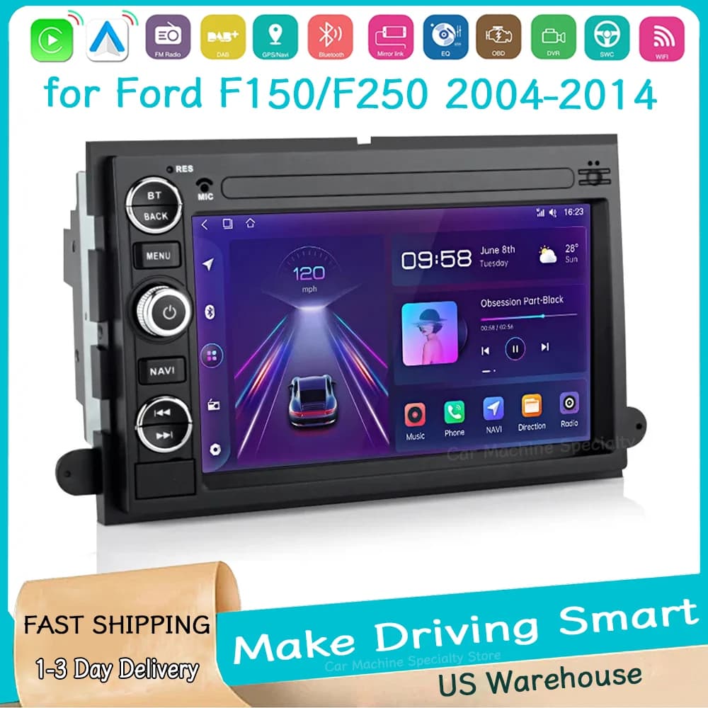 Autoradio GPS 2+64G 10'' per Ford F150/F250 2004-2014 Android15 con Carplay Android Auto Bluetooth Wifi FM/RDS SWC