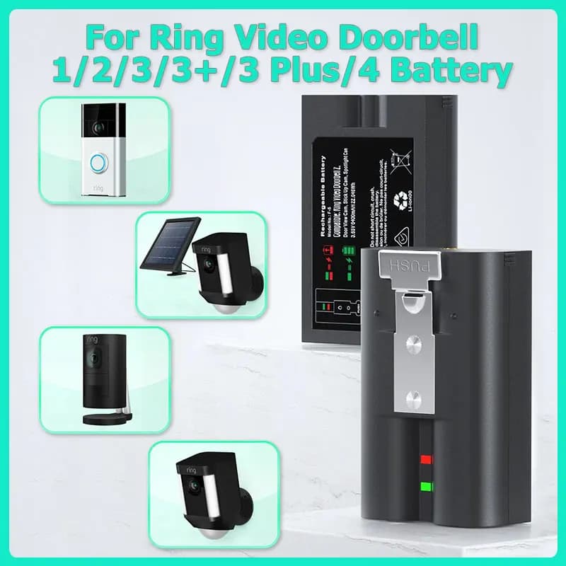 Batteria agli ioni di litio da 6040 mAh 3,65 V per Ring-Video V4 compatibile con Ring Video Doorbell 4/3/2 Stick Up Cam Batteria (2a e 3a generazione)