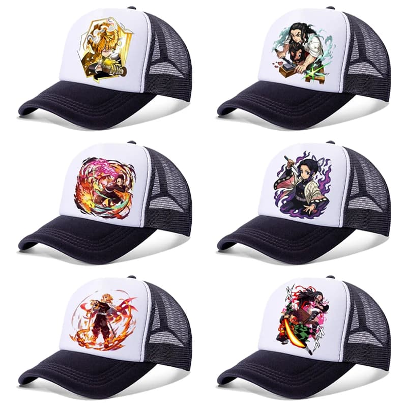 Cappellini da Baseball per Bambini e Adulti con Stampa di Personaggi Anime Demon Slayer Infinity Castle, Cappello Estivo Regolabile a Punta, Regalo