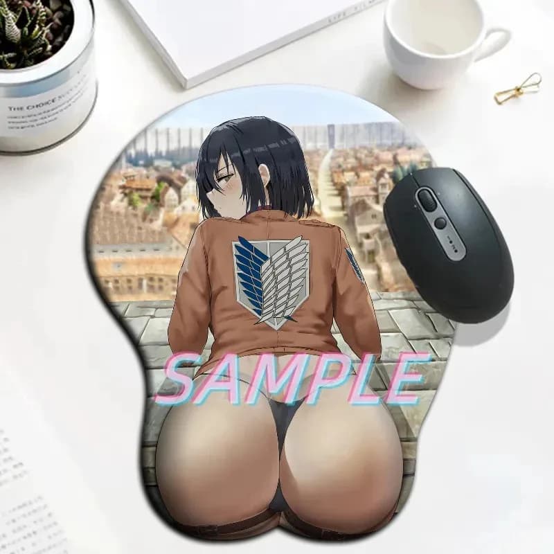 DY2025Mikasa Sexy Girls Big Ass oppai Mousepad Attack On Titan Mat Anime Kawaii 3D Mouse Pad con poggiapolsi in morbido silicone