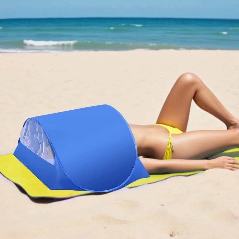 Tenda Parasole Pieghevole per Spiaggia, Copertura per Prendere il Sole, Protezione Solare per la Testa, Isolamento Termico, Apertura Rapida, Tenda da Esterno