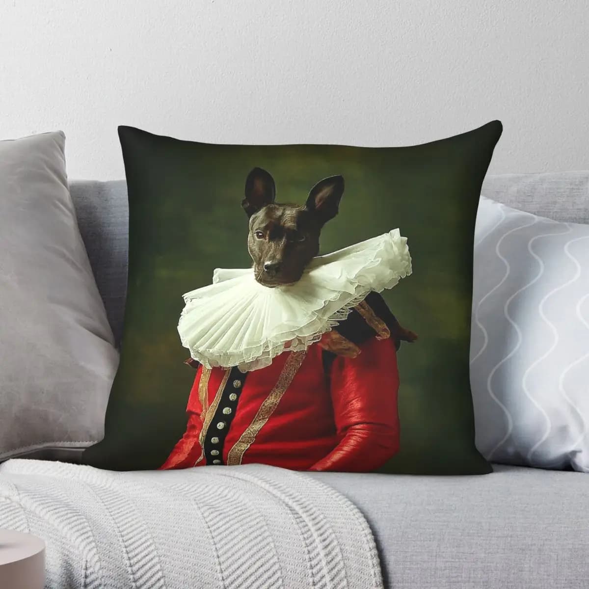 Xoloitzcuintle Federa per cuscino quadrata in stile medievale, in poliestere, lino, velluto, con stampa e cerniera, decorazione per divano